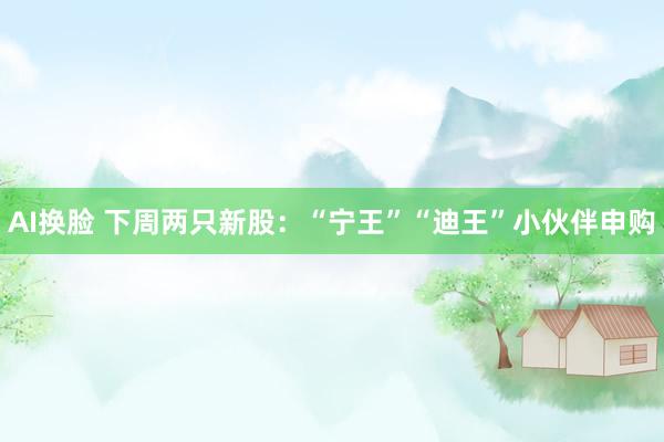 AI换脸 下周两只新股：“宁王”“迪王”小伙伴申购